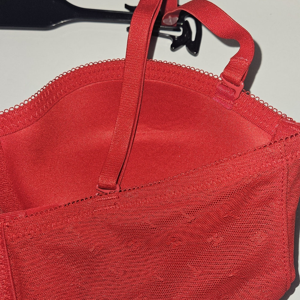 Tommy Hilfiger Red Women's Bra 34B Push Up Logo Mesh 5 Hoock Adjustable Sraps - Picture 7 of 15
